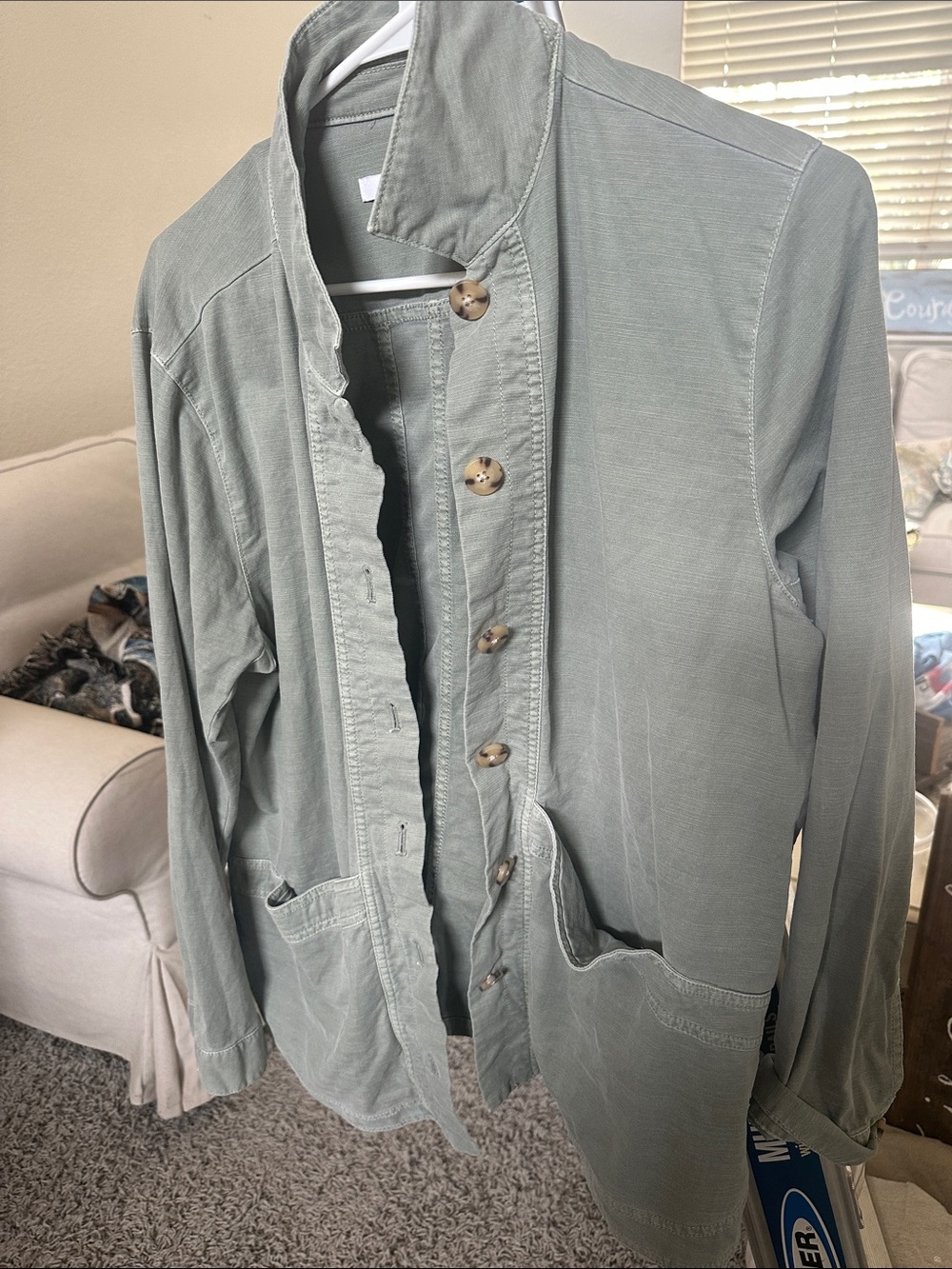 Men's Sage Green Button-Up Jacket